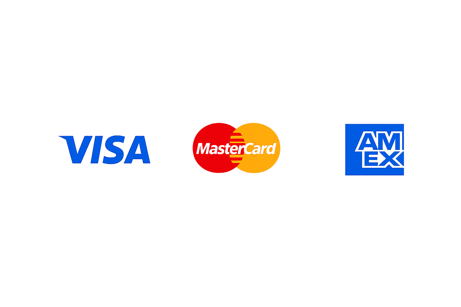 VISA, MasterCard, AMEX