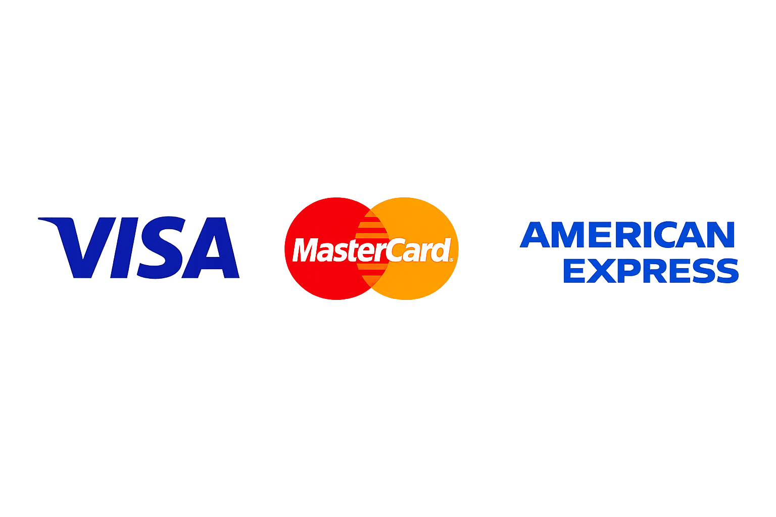VISA, MasterCard, AMEX